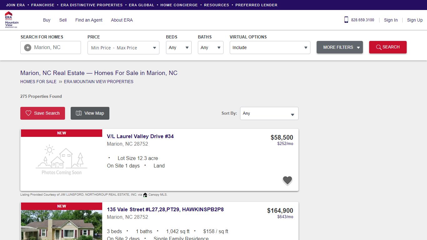 Real Estate Listings & Homes for Sale in Marion, NC — ERA